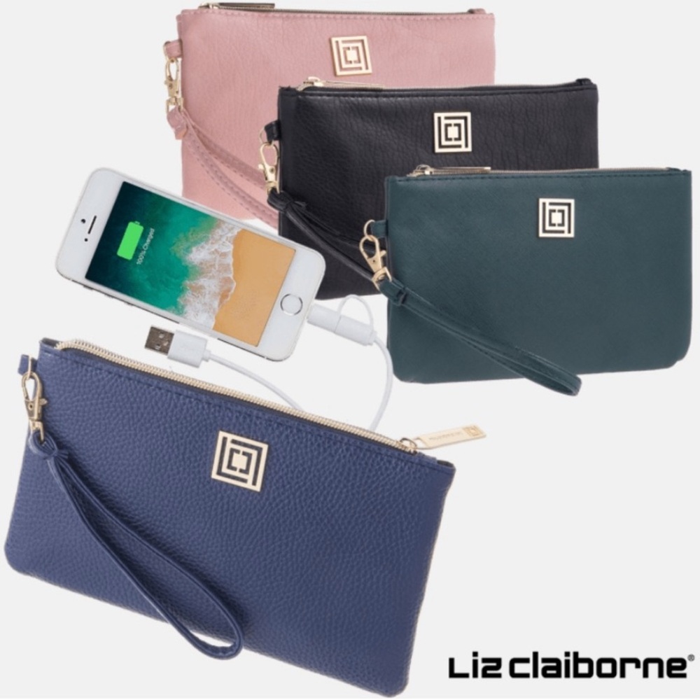 Wristlet phone charger clutch pink blush Liz Claiborne classy *2 for 20*